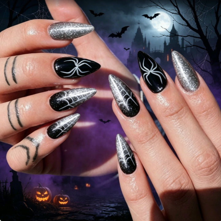 Halloween-Themed Spider Design Press-On Nails Kalsten
