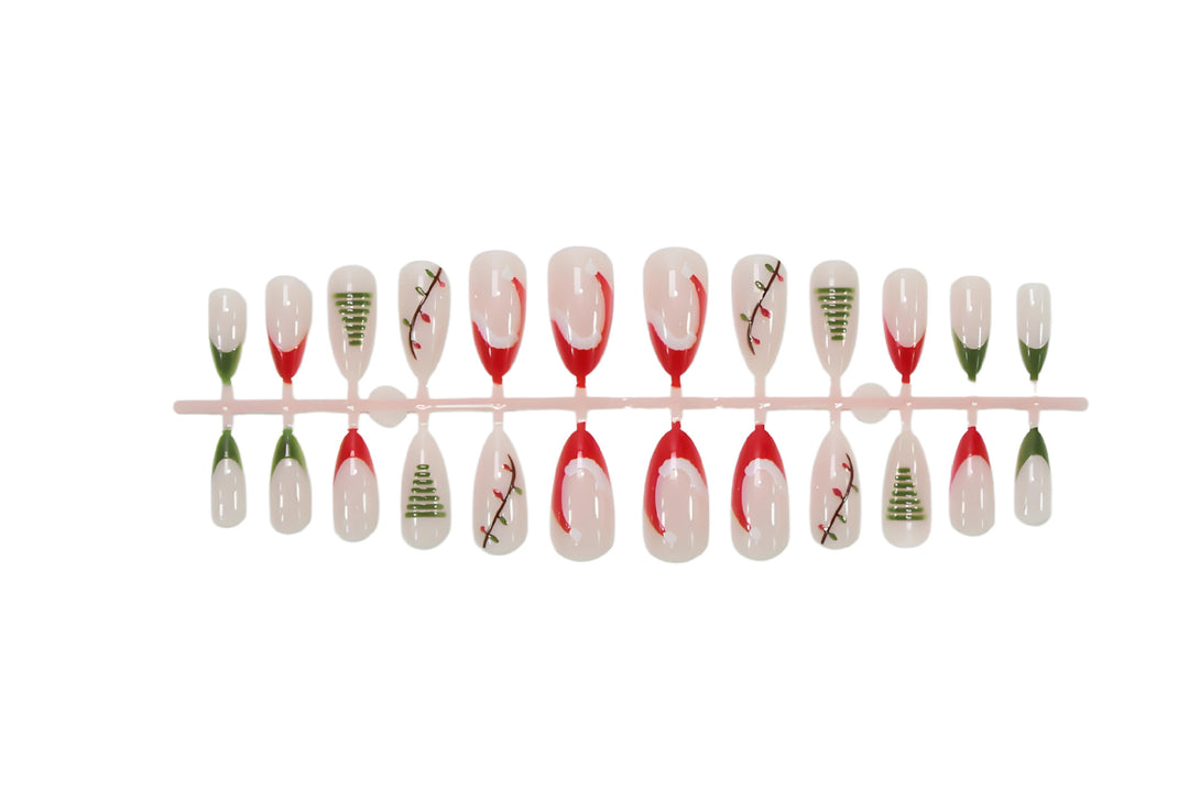 Artificial nail set with elegant Christmas motifs Kalsten