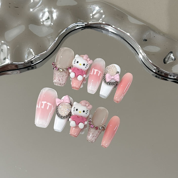Playful Kitty-Themed Press-On Nail Collection