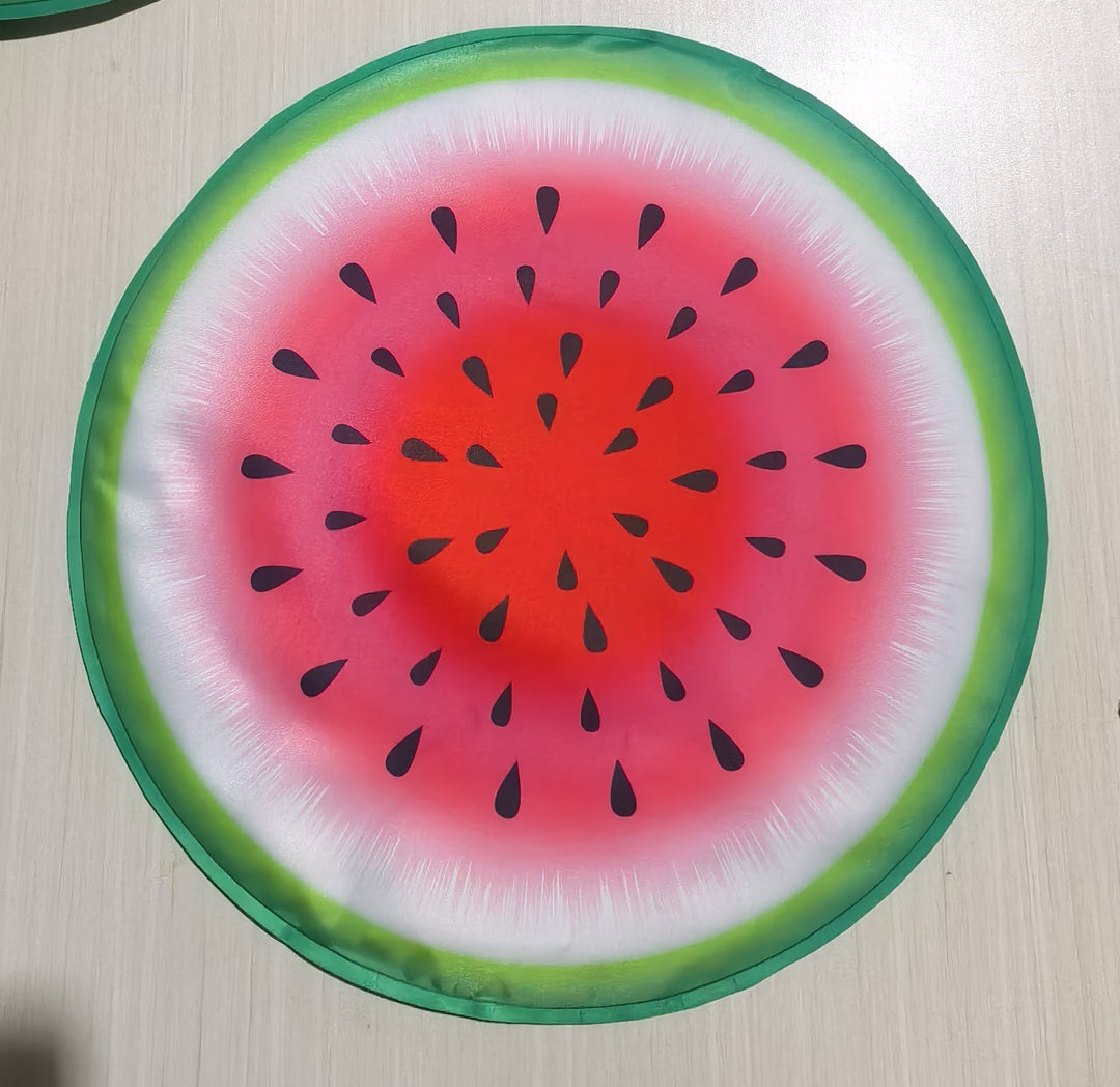 Unisex nano round beach towel made of microfiber with citrus slice pattern and sand-free design Kalsten