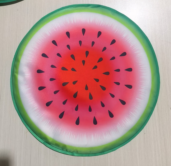 Unisex nano round beach towel made of microfiber with citrus slice pattern and sand-free design Kalsten
