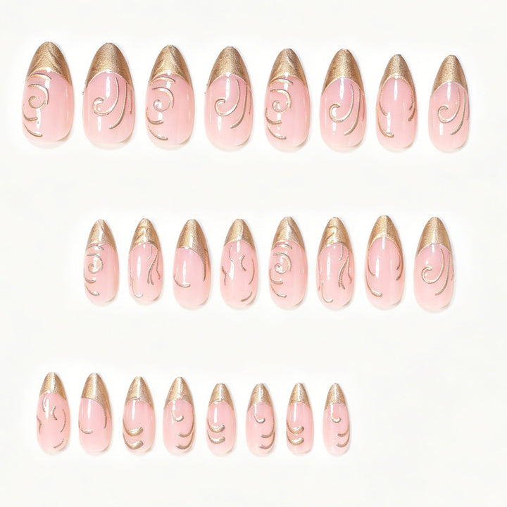 Elegant Gold Accented Press-On Nail Art Kalsten