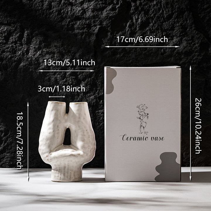 Handmade Abstract Double Neck Ceramic Sculptural Table Vase