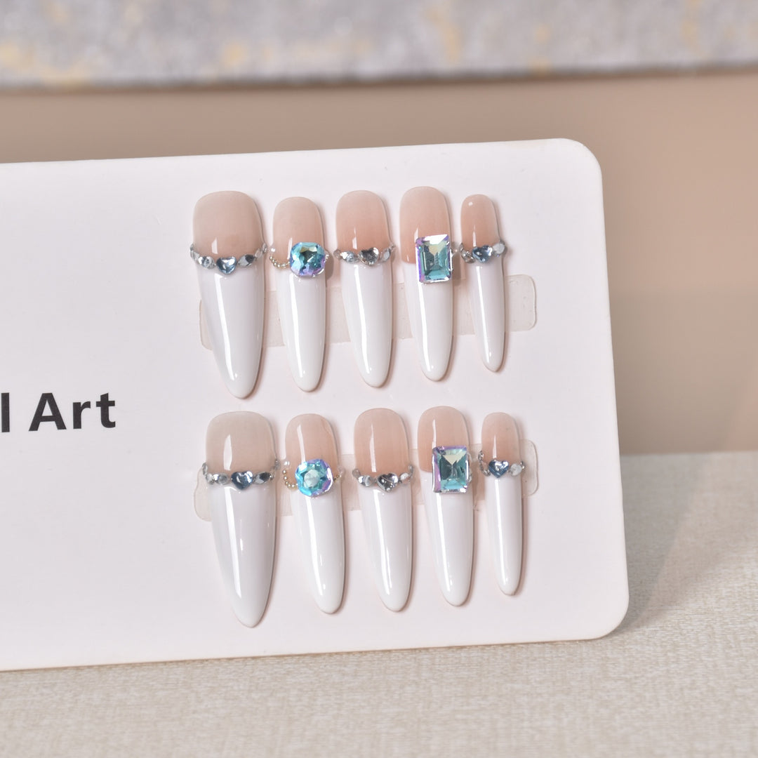 Elegant Gem-Accented Press-On Nail Extensions Kalsten
