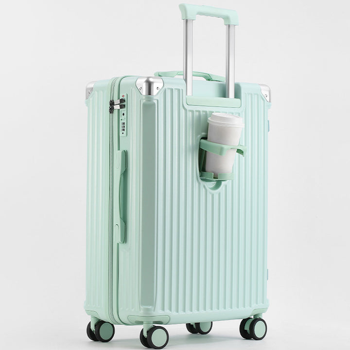 Unisex Travel-Friendly Hard Shell Suitcase with Integrated Beverage Holder Kalsten