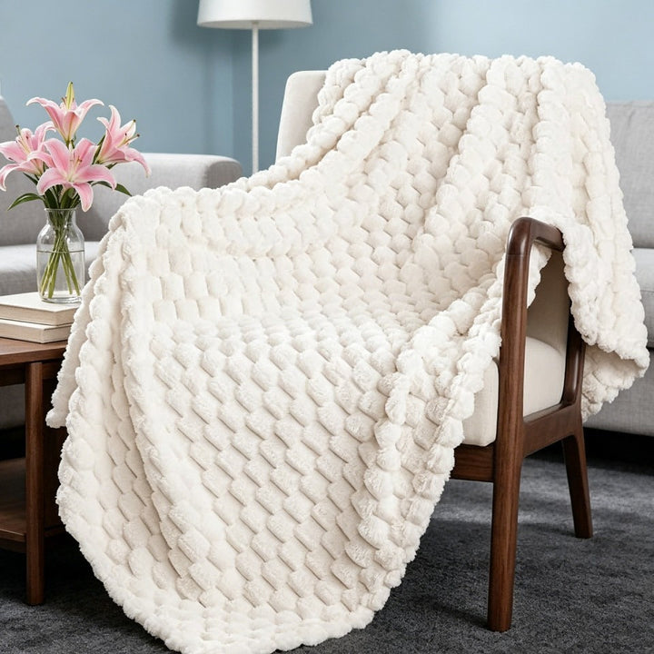 Premium Textured Plush Throw Blanket