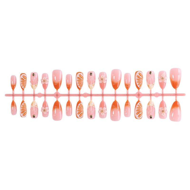 Artificial nail set with floral designs and glitter accents Kalsten