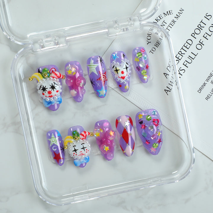 Creative nail art set with playful animal designs and glitter elements Kalsten