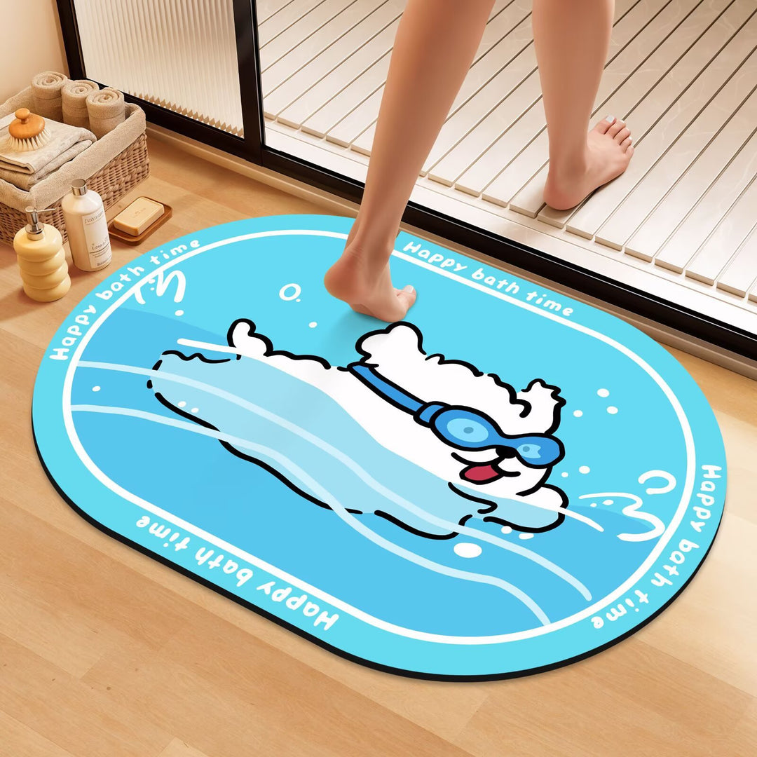Playful Cartoon Dog Bath Mat Kalsten