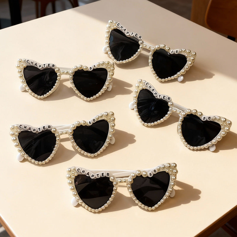 Pearl-Accented Heart-Shaped Sunglasses Kalsten