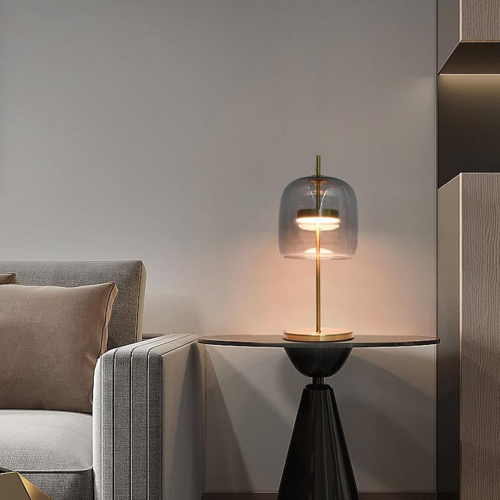 Modern Glass Table Lamp with Gold Accents