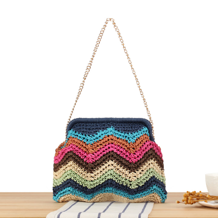 Handcrafted shoulder bag with cheerful wave pattern Kalsten