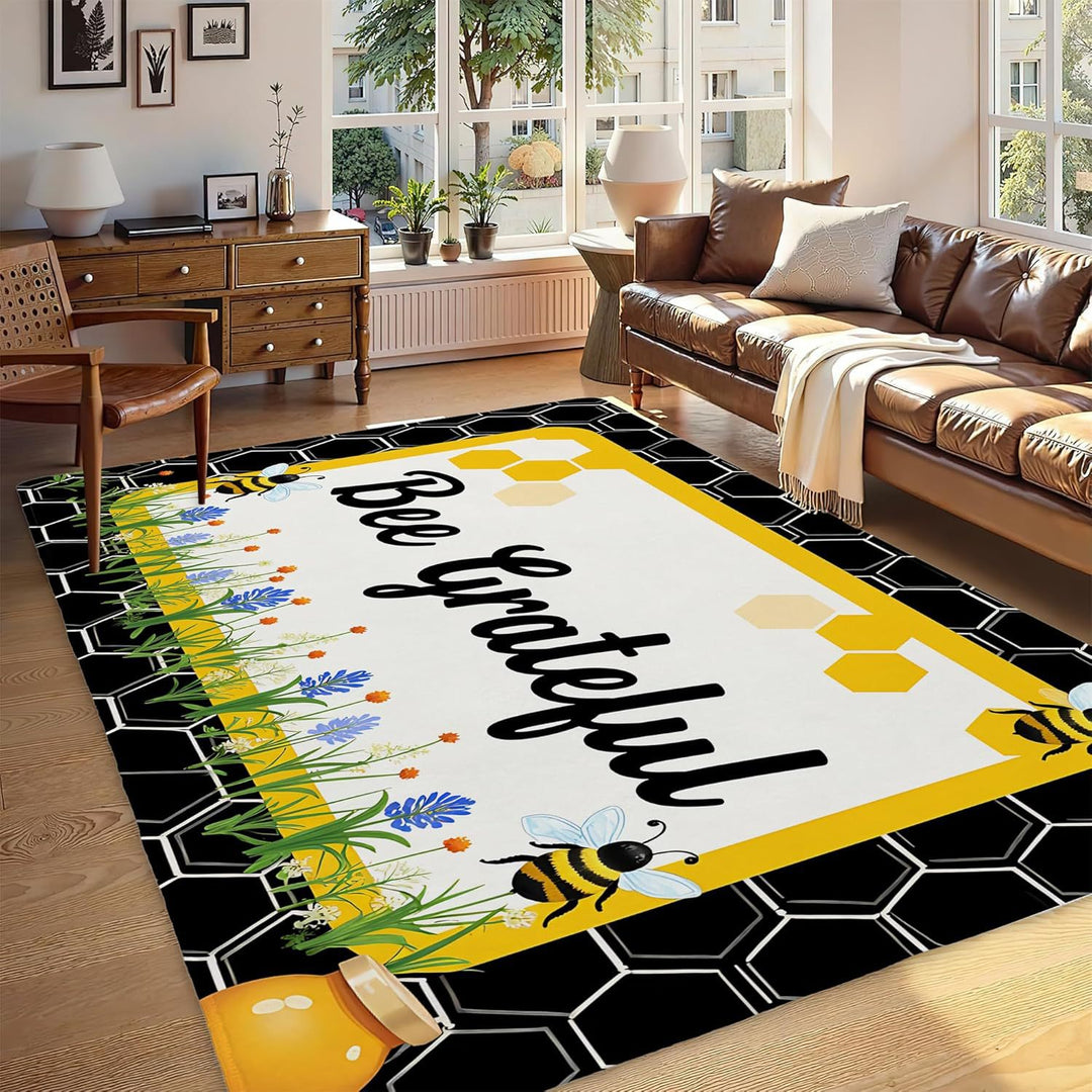 Abstract Leaf Print Area Rug