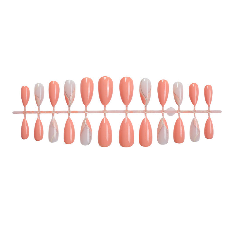 Glossy Press-On Nail Set with Artistic Marble Accents Kalsten