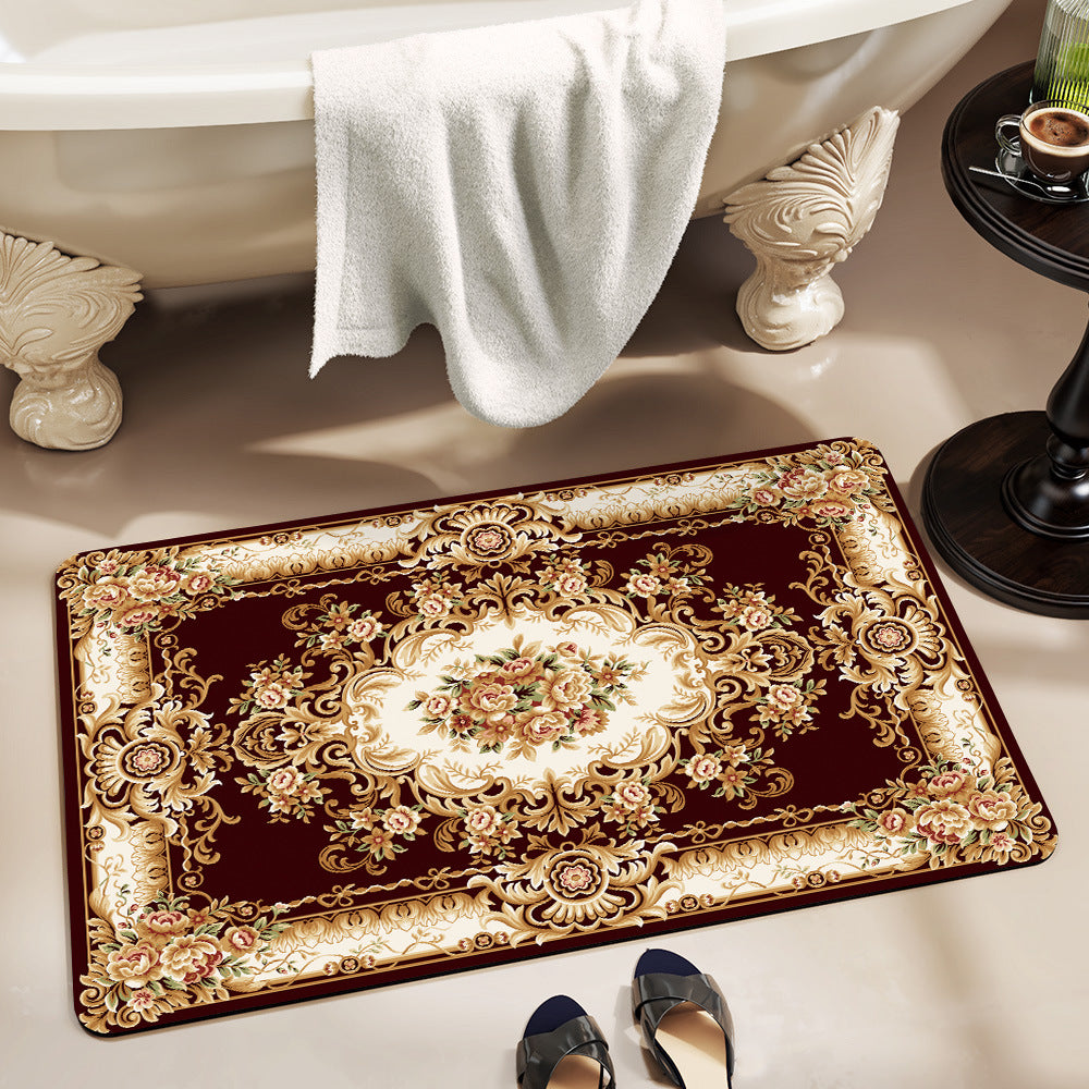 Vintage Floral Design Bath Mat Kalsten