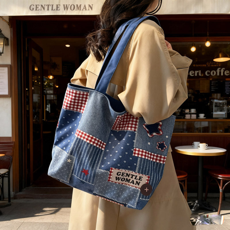 Chic Denim Patchrk Tote Bag Kalsten
