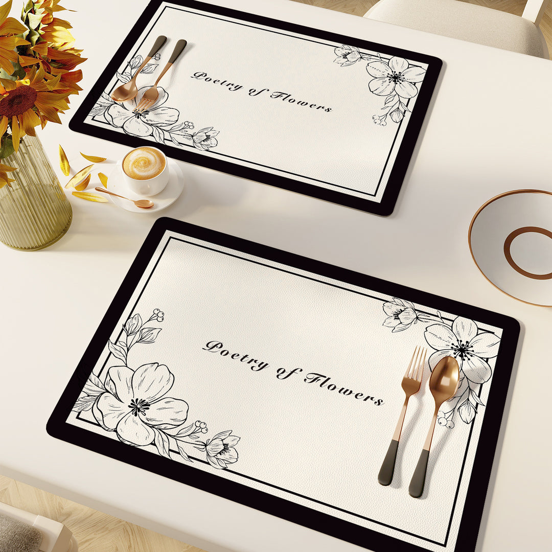 Elegant Floral Pattern Dining Placemats Kalsten