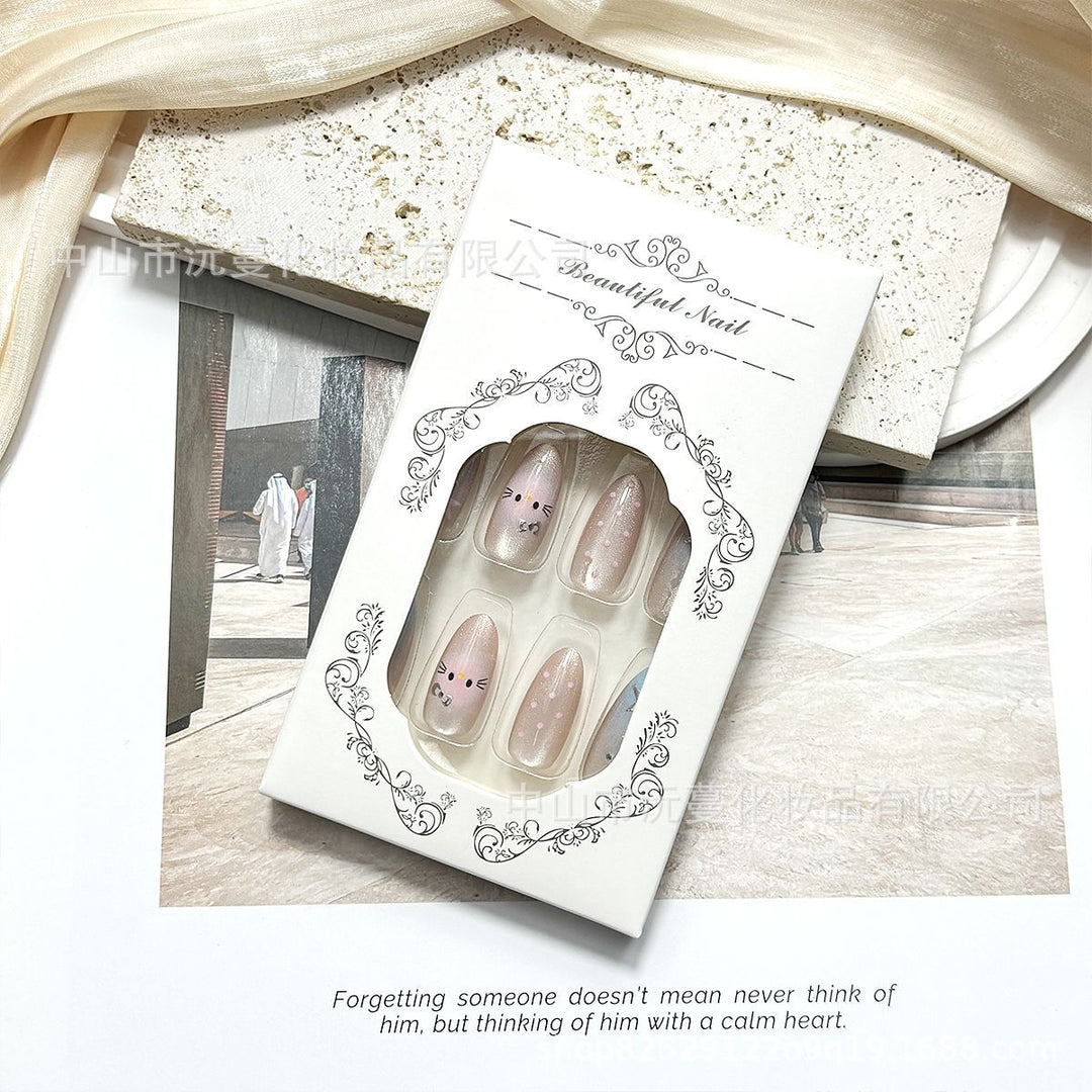 Artistic Cat-Themed Press-On Nail Set Kalsten