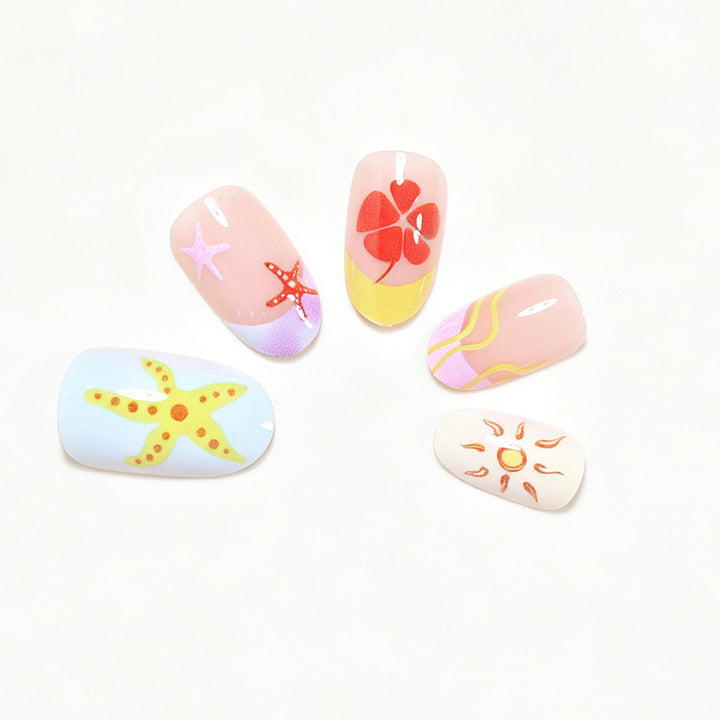 Artistic Summer-Themed Press-On Nail Art Kalsten