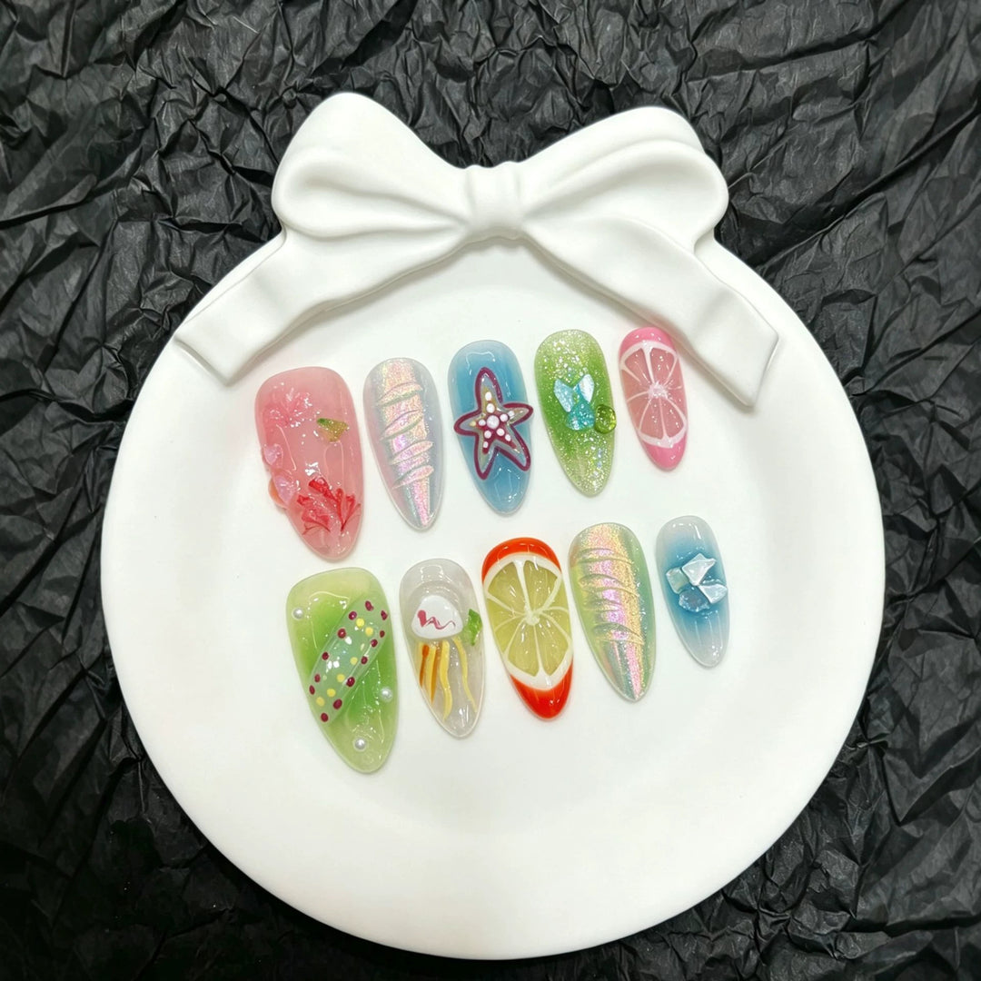 Charming Handcrafted Press-On Nail Art Set