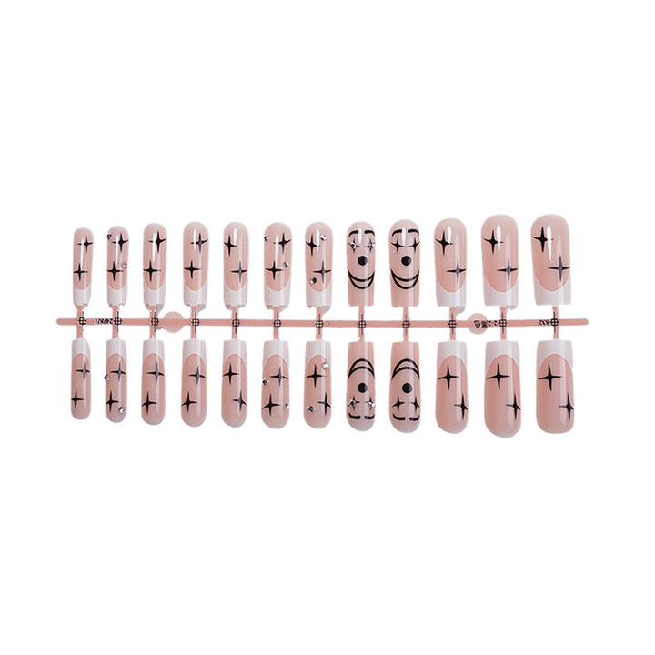 Artistic Press-On Nail Set with Unique Star and Graphic Designs kalsten