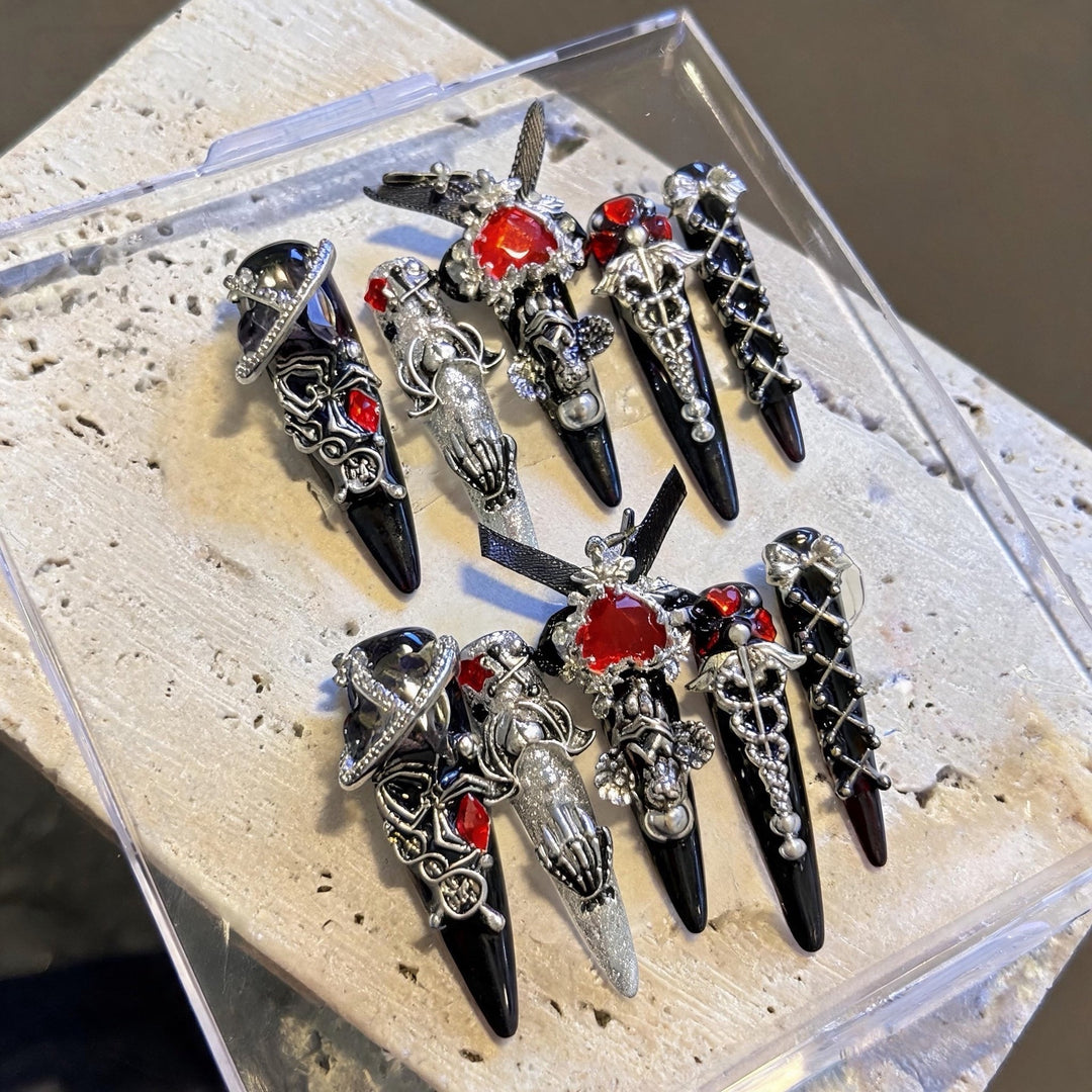 Decorative Gothic-Inspired Nail Art Tips