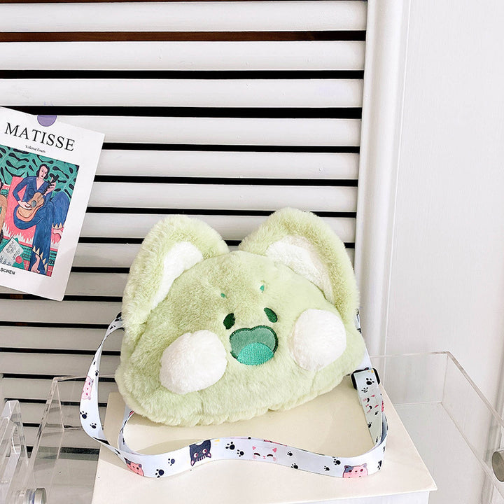 Plush Animal-Themed Crossbody Bag