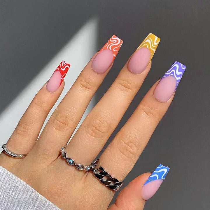 Artful Nail Extensions with Modern Color Pattern Kalsten