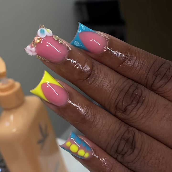 Decorative Press-On Nails with Rhinestone Accents Kalsten