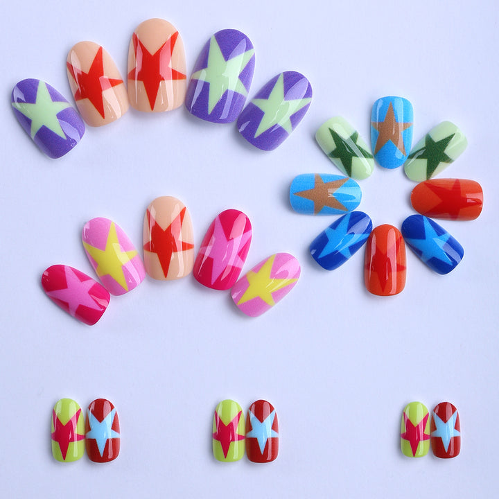 Artificial Nails with Modern Star Design Kalsten