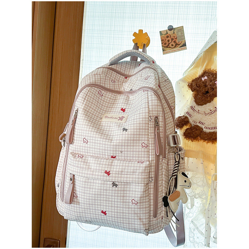 Checked Patterned Backpack
