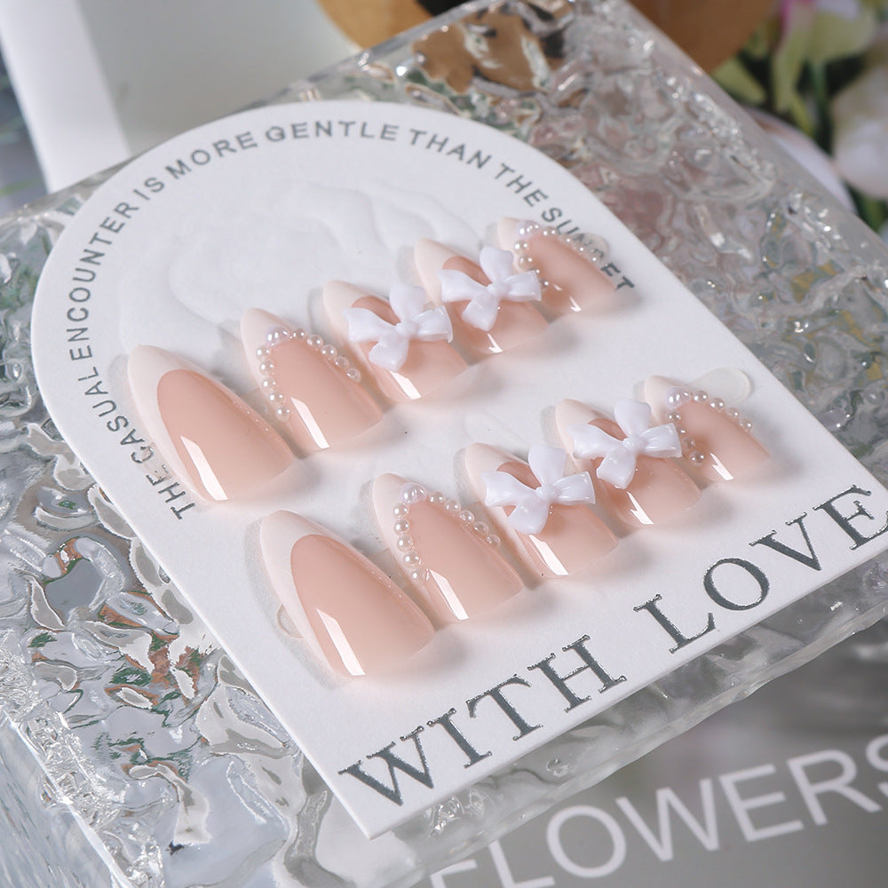 Decorative Press-On Nail Tips with Bow Accents Kalsten