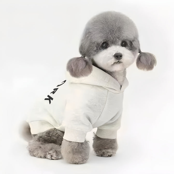 Pullover Fleece-Lined Dog Hoodie with New York Graphic and Ribbed Hem