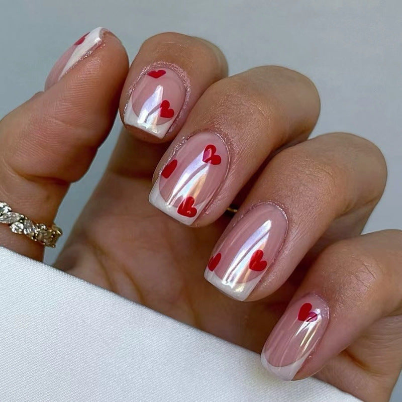 Heart-Embellished Press-On Nail Art Set
