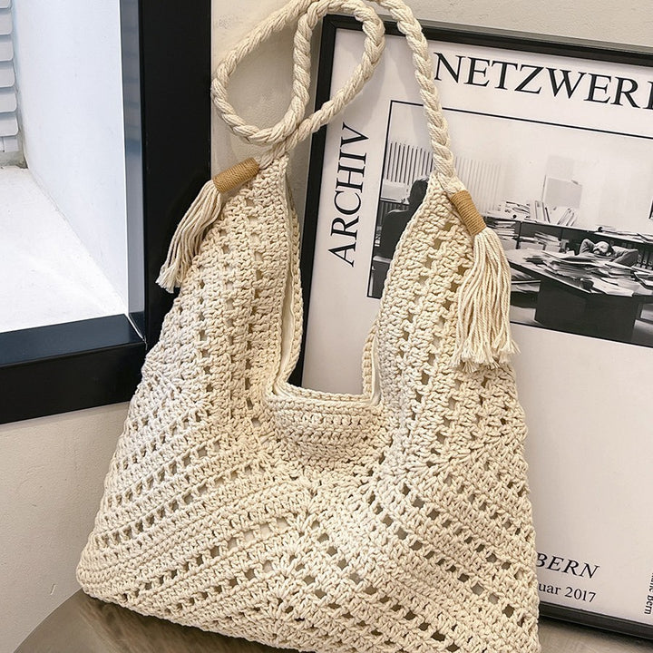 Hand-knotted beach bag with tassels Kalsten