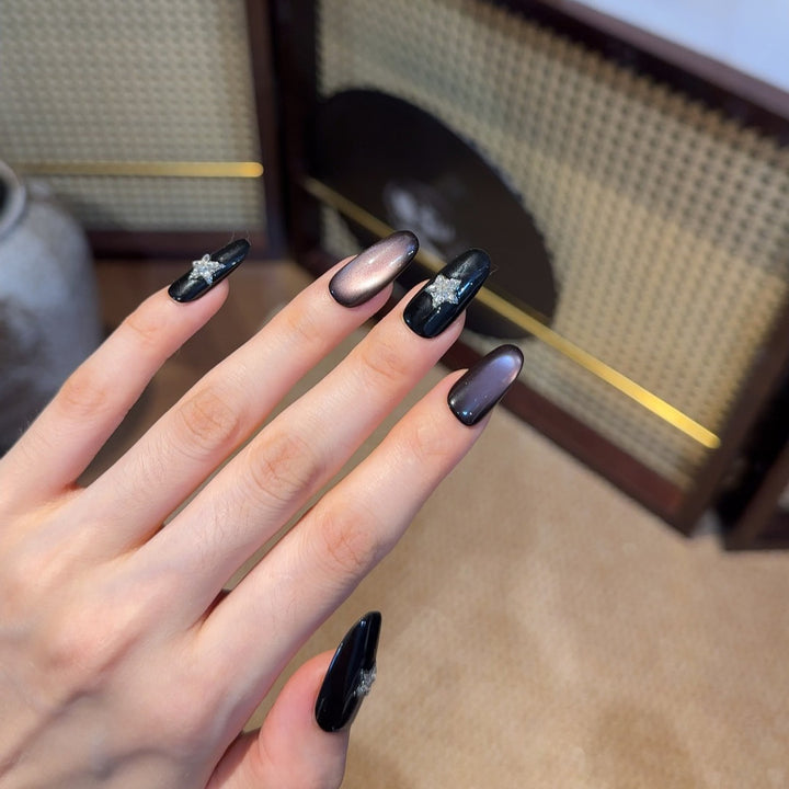Glamorous Press-On Nail Enhancements with Rhinestone Accents Kalsten