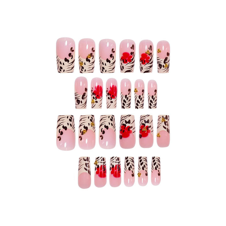 Floral and Animal Print Press-On Nail Art Kalsten