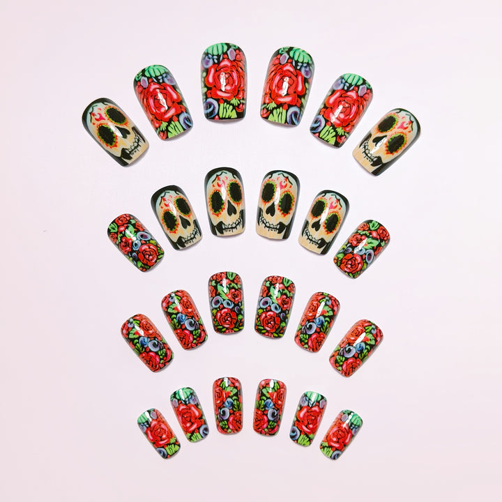 Art nail set with Vibrant Skull design Kalsten