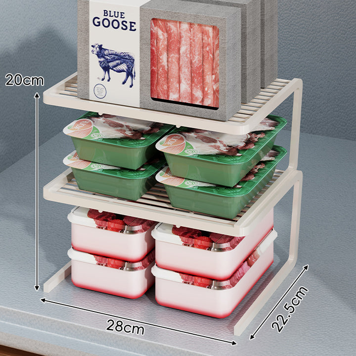 Compact Three Tier Slatted Metal Countertop Pantry Organizer