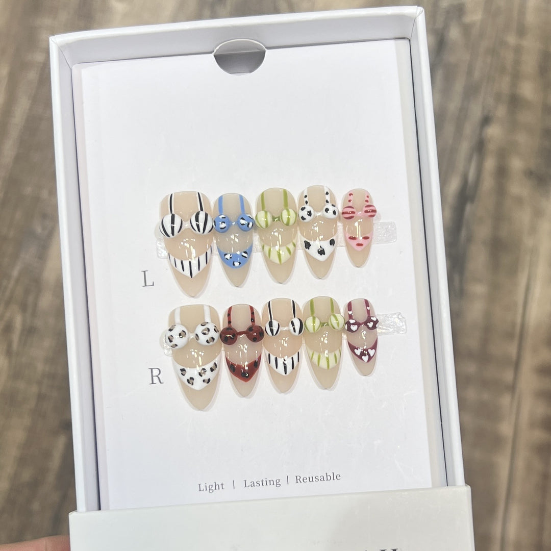 Decorative Press-On Nail Art Set with Unique Patterns Kalsten 1788223862