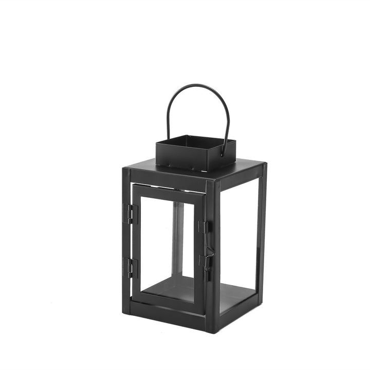 Square Metal and Glass Tealight Lantern with Front Door and Carry Handle Kalsten