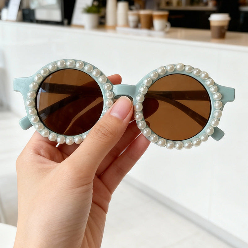 Elegant Pearl-Embellished Round Sunglasses Kalsten