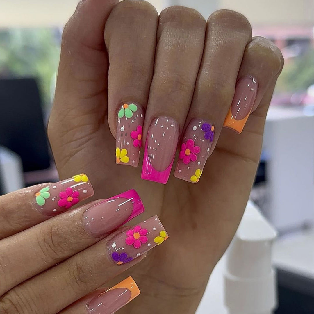 Vibrant Floral Nail Art Extensions Kalsten