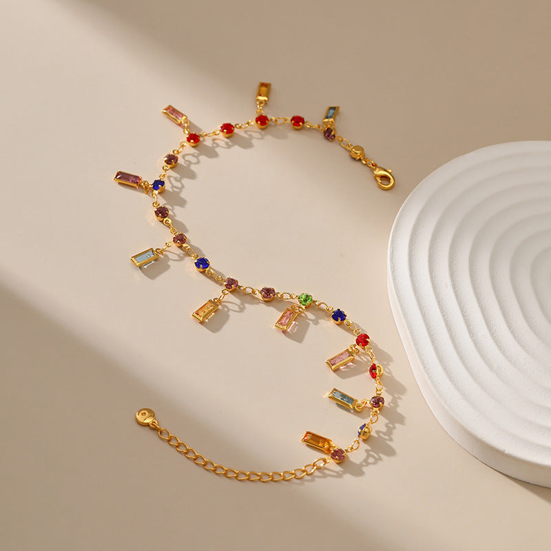 Colorful Gemstone Charm Anklet Kalsten