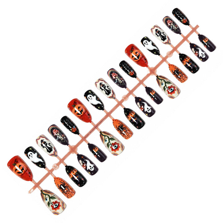 Festive artificial nail set with spooky Halloween motifs Kalsten