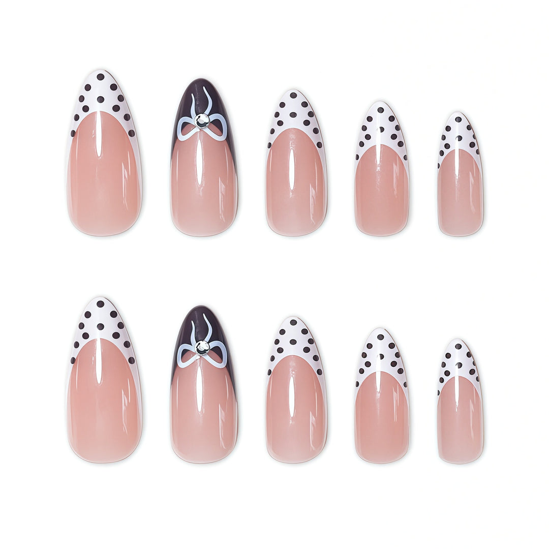 Chic Polka Dot French Tip Nail Art Extensions Kalsten