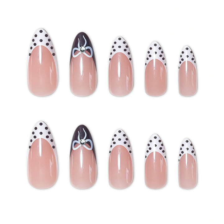 Chic Polka Dot French Tip Nail Art Extensions Kalsten