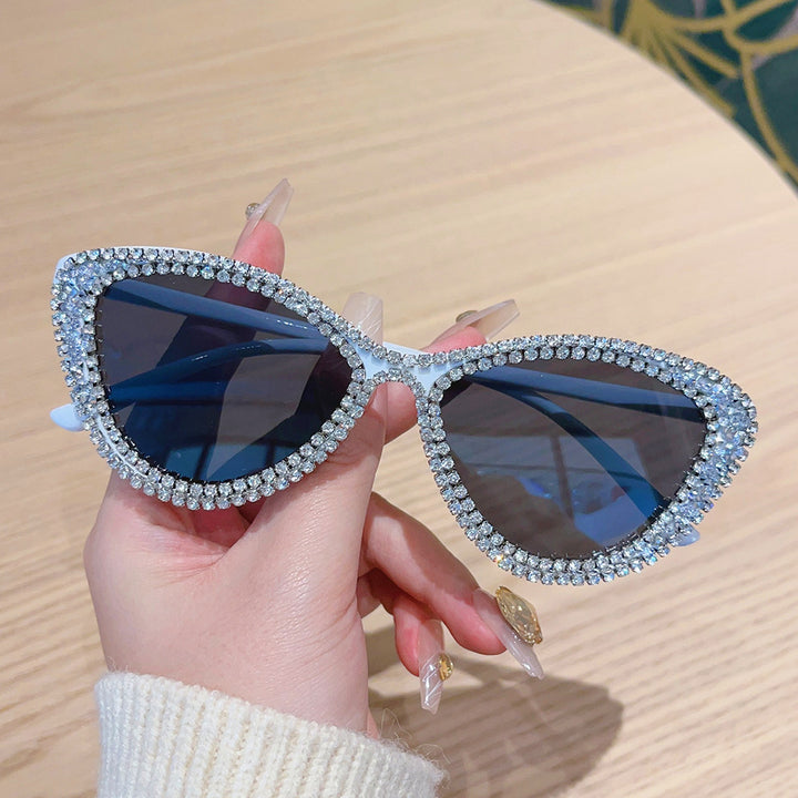 Glamorous Rhinestone-Embellished Cat-Eye Sunglasses Kalsten