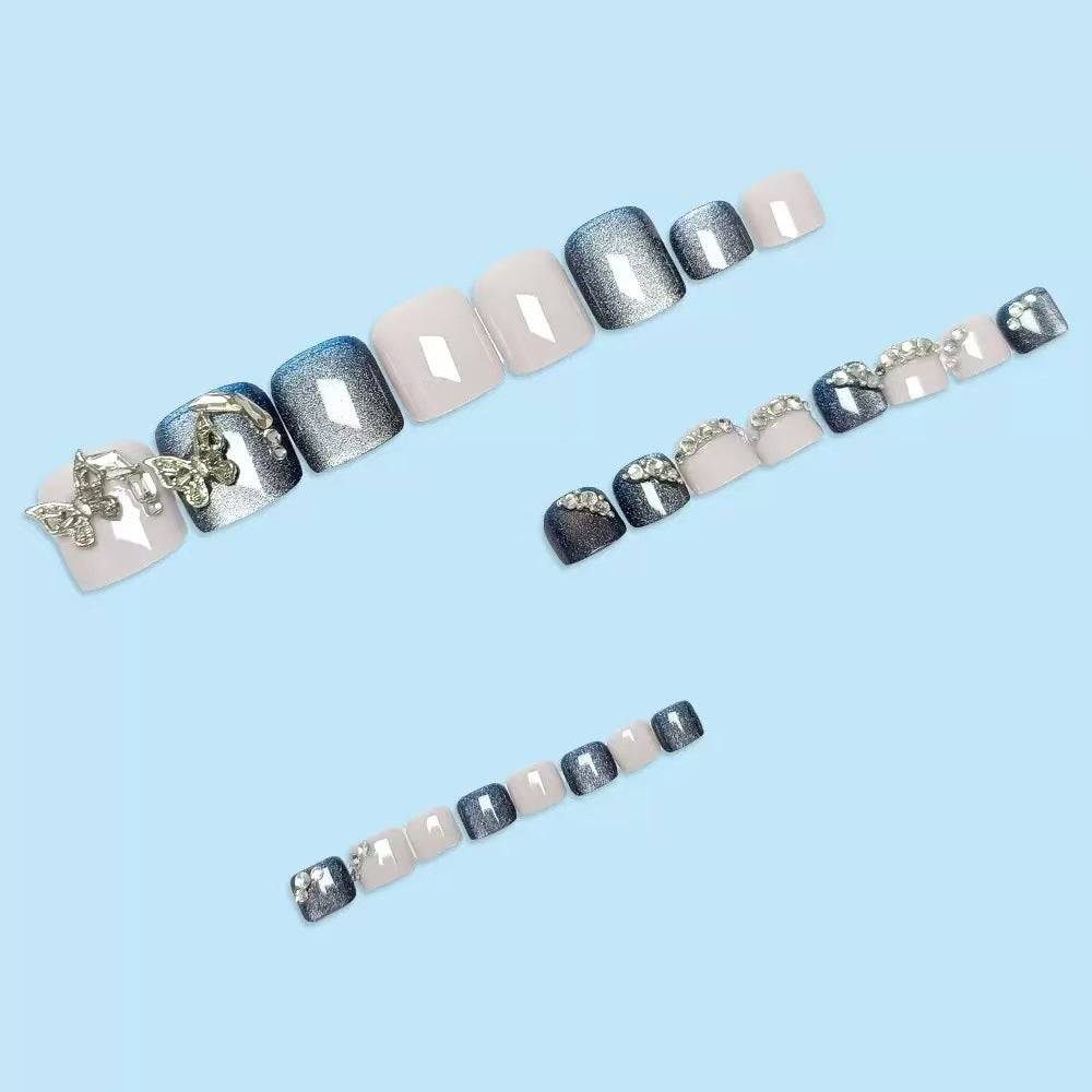 Artificial nail set with elegant 3D decorations and glitter accents Kalsten