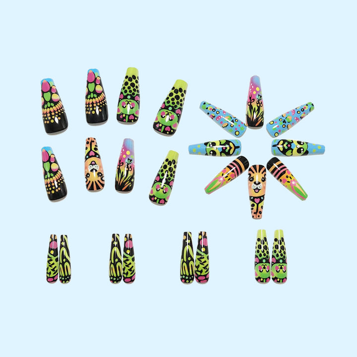 Creative artificial nails with colorful animal designs Kalsten
